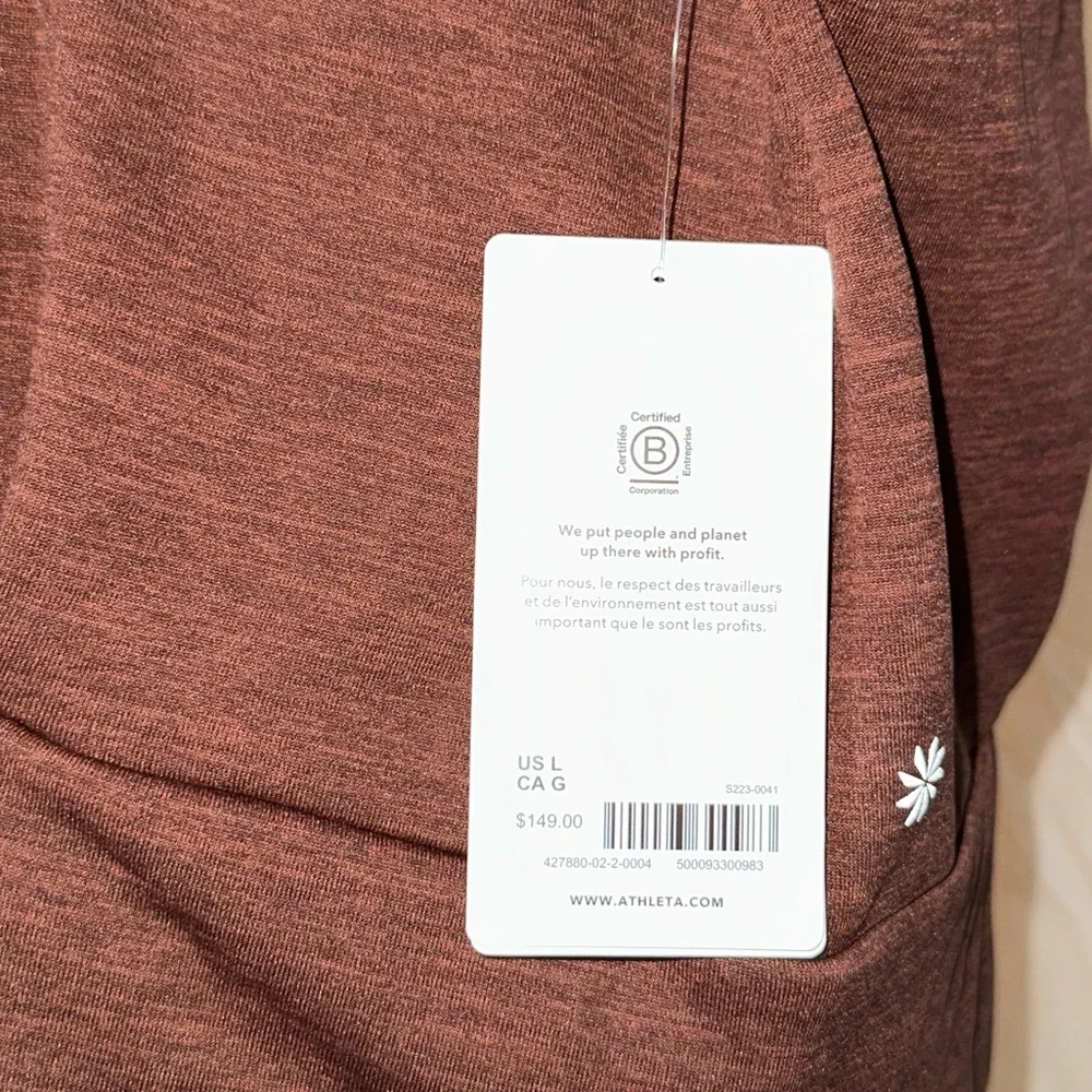 ATHLETA • NWT Altitude Polartec Half Zip Sweatshirt • Size L  Mahogany Heather - Picture 5 of 9